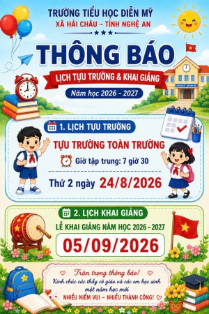 Thông báo kế hoạch tựu trường và khai giảng năm học mới 2026   2027