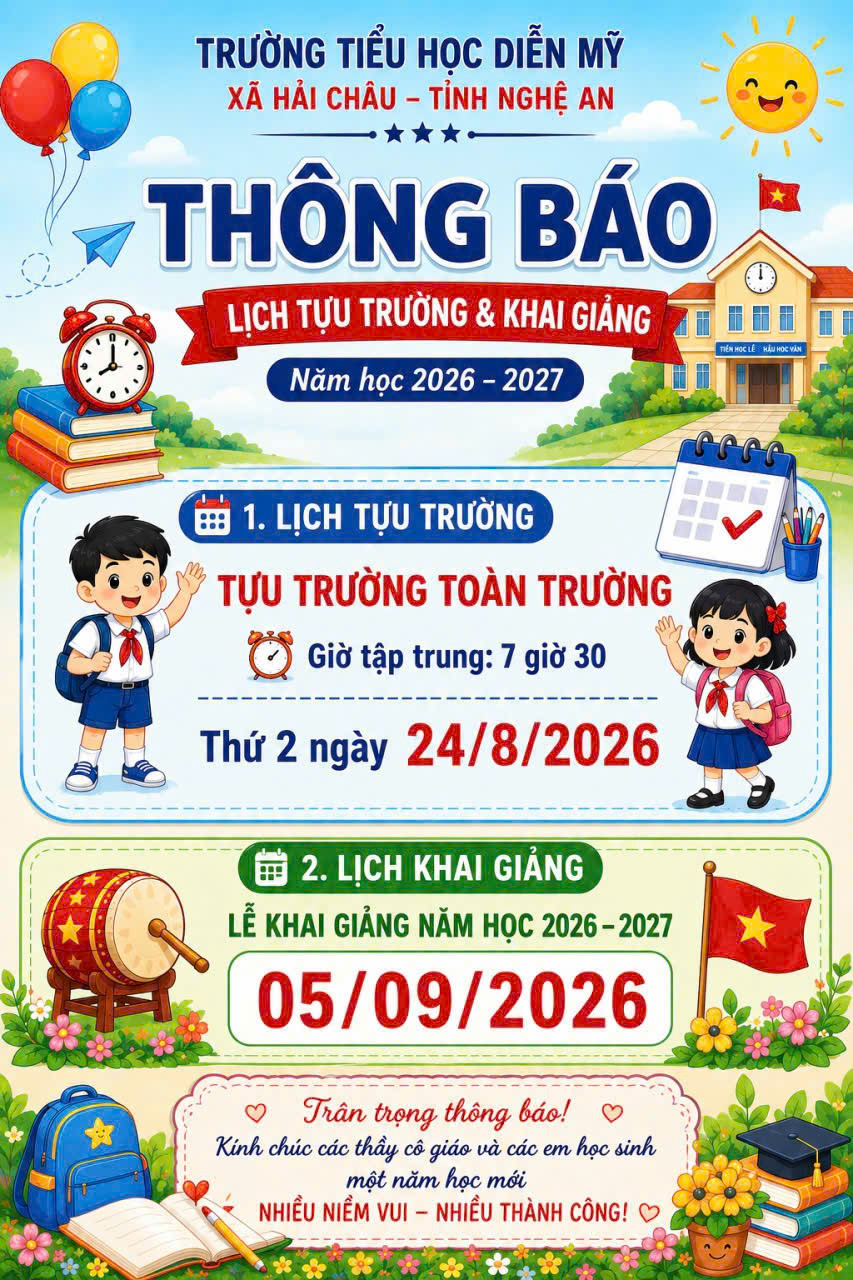 Thông báo kế hoạch tựu trường và khai giảng năm học mới 2026   2027